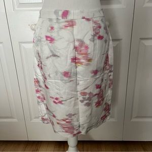 BANANA REPUBLIC Ivory Pink skirt front Pleats Overlayed Fully lined zipper sz 6